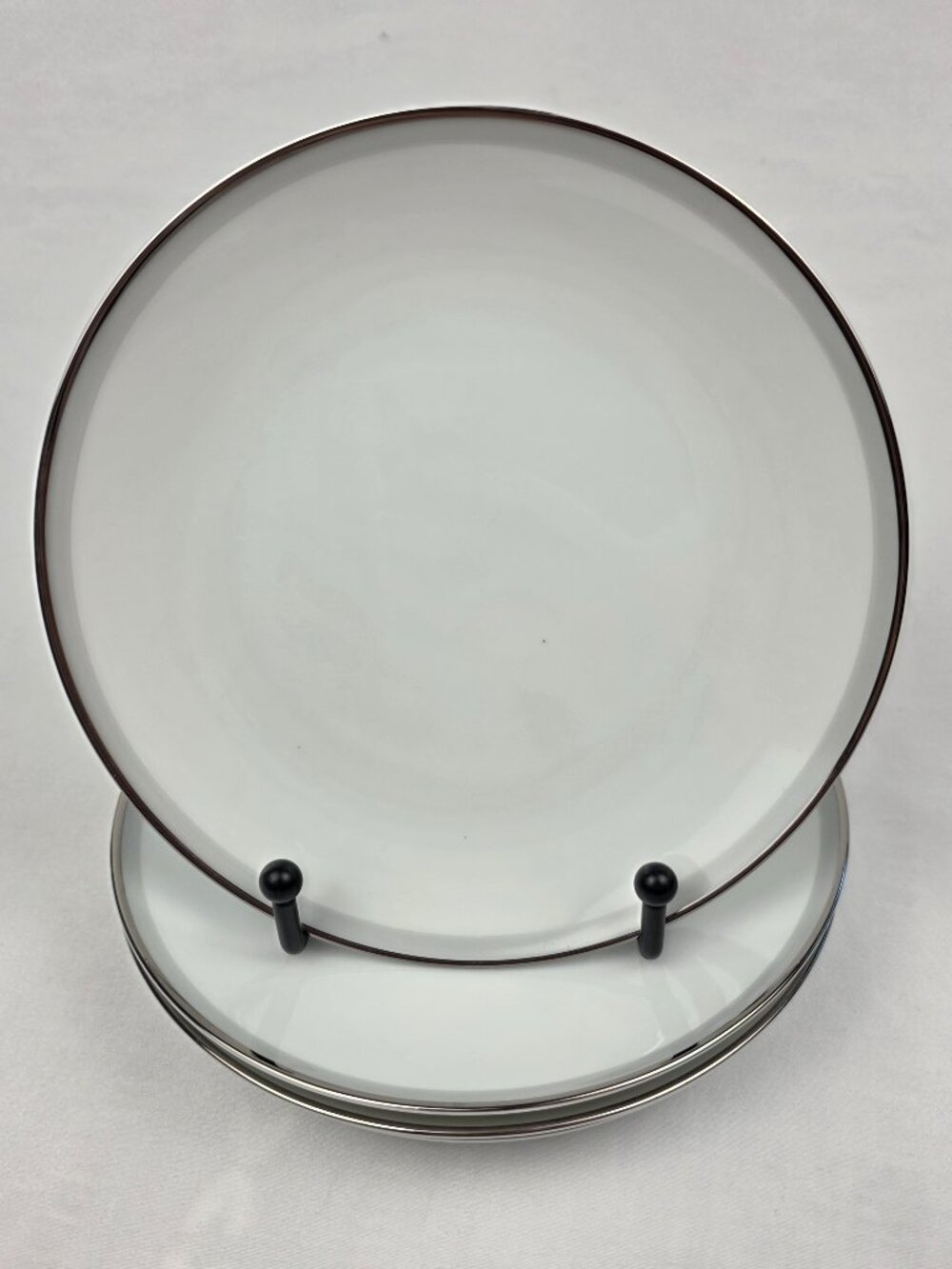 FOUR (4) Noritake Graytone 6257 Bread Plates 6 3/8 Inches Gray Band White Center